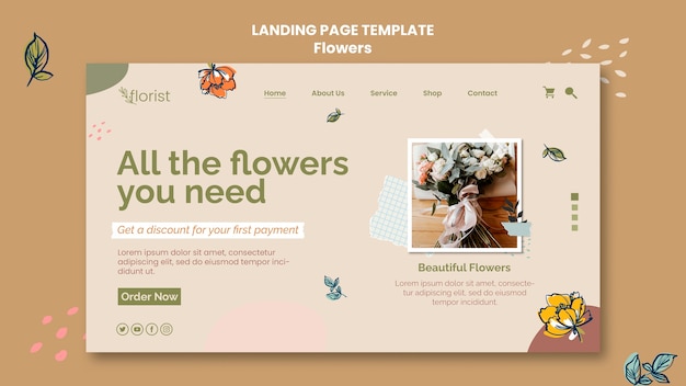 PSD flower landing page template design