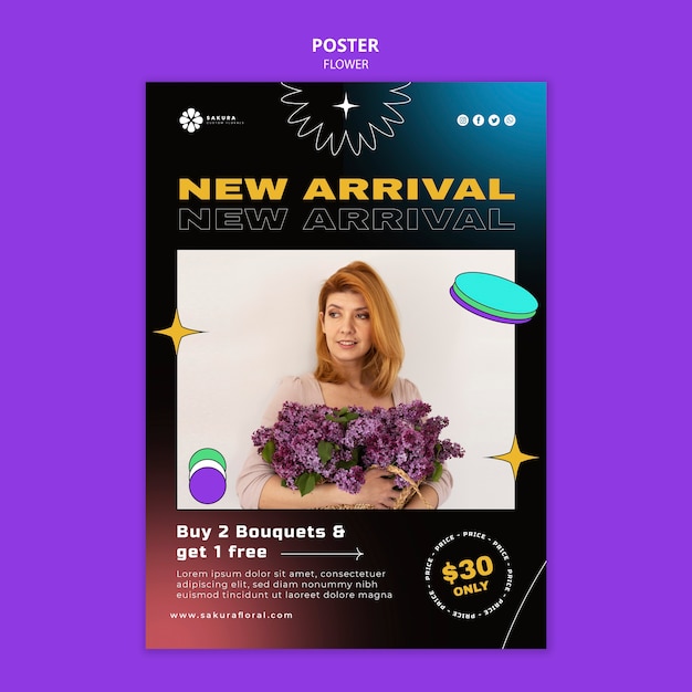 Flower shop new arrival poster template