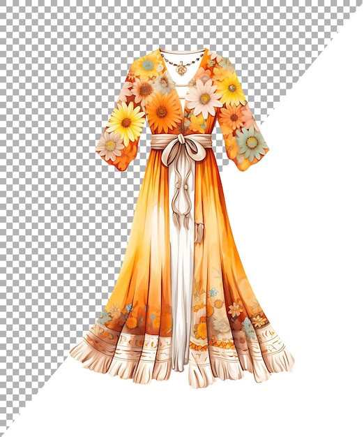 PSD flowers dress in png