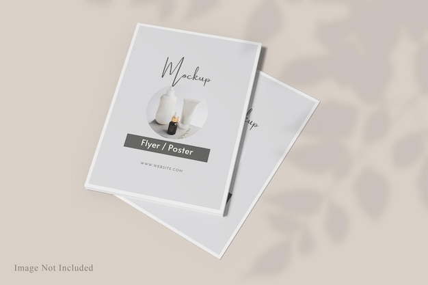 Flyer brochure mockup with shadow overlay