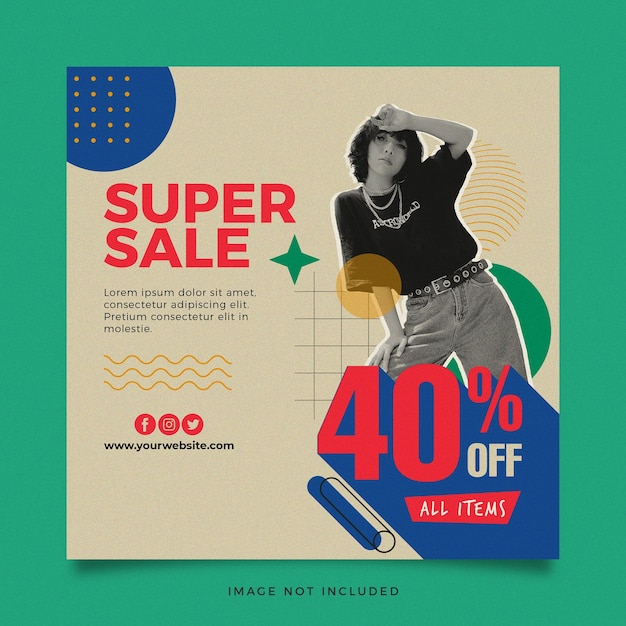 PSD a flyer for super sale with a woman on it