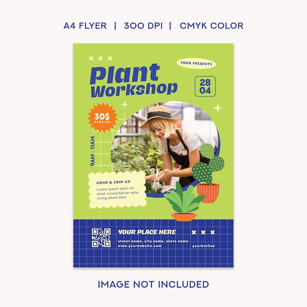 PSD flyer van de werkplaats voor planten