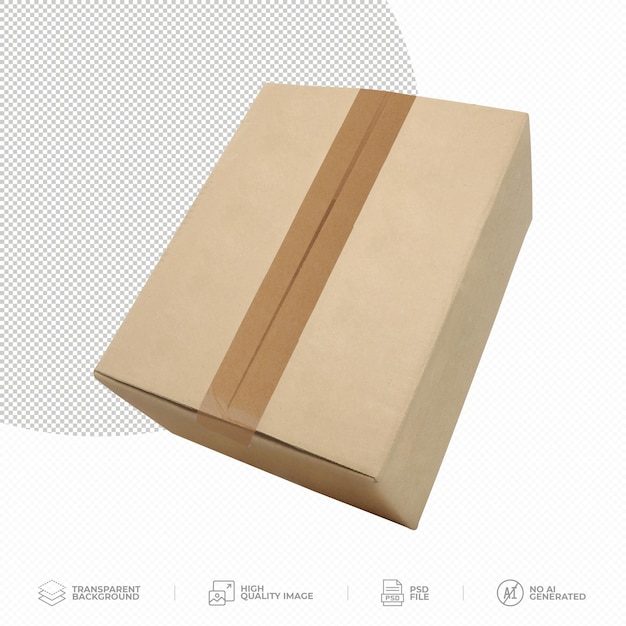 PSD flying cardboard boxes on transparent background