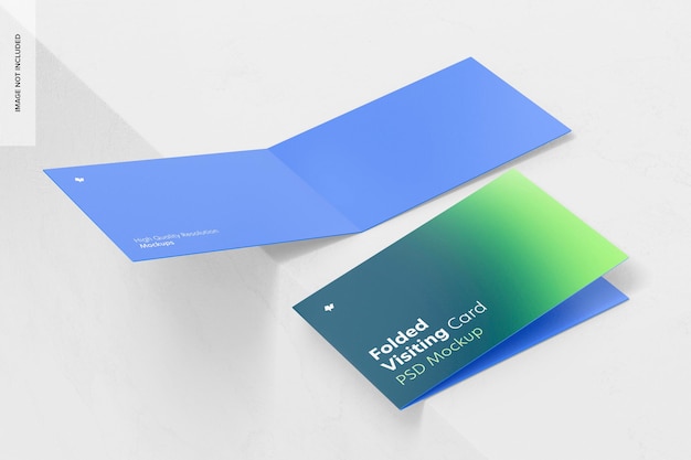 Folded Visiting Cards on Surface Mockup