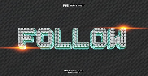 PSD follow 3d text effect editable