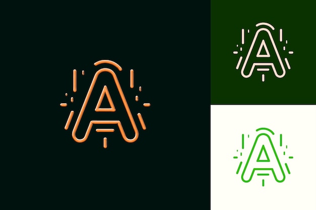 PSD font size icon with a small letter a outline and a few lines abstract minimalist icon designs