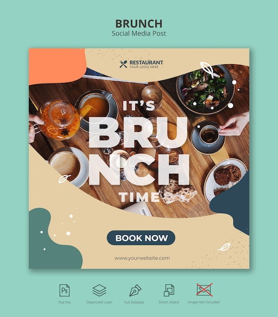 food brunch social media Square instagram post template