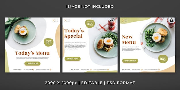 Food menu banner or social media feed template