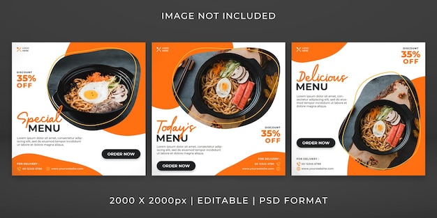 Food menu banner or social media feed template