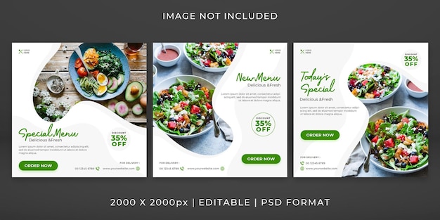 Food menu banner or social media feed template