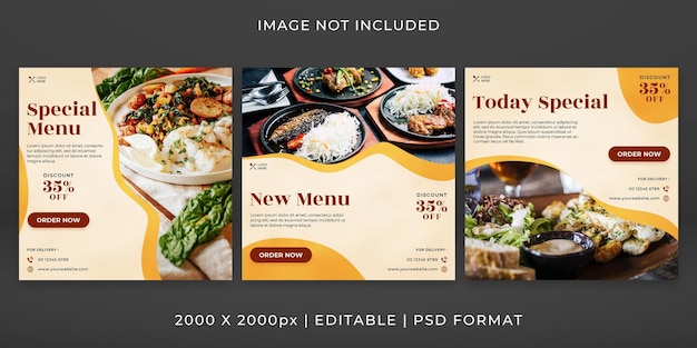 Food menu banner or social media feed template