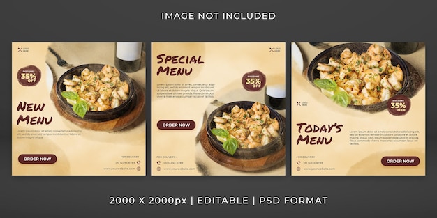 Food menu banner or social media feed template