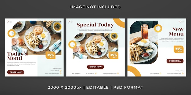 Food menu banner or social media feed template