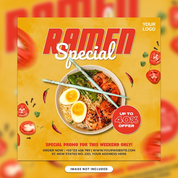 Food menu promotional sale social media post or instagram web banner