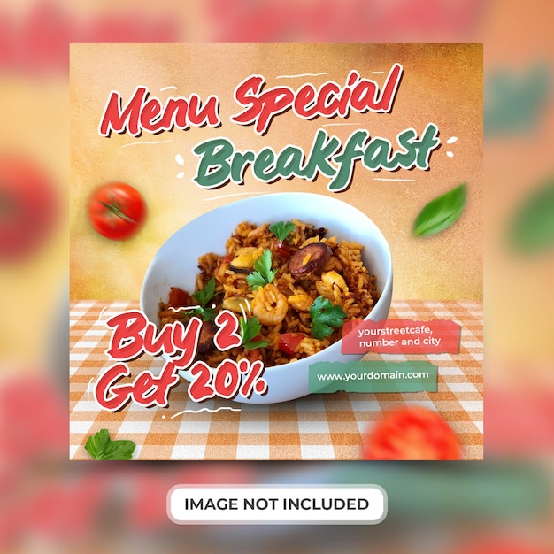 Food menu and restaurant promotion with social media post banner template