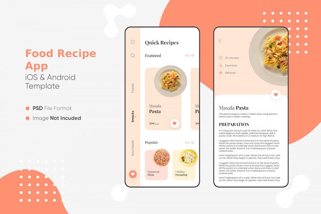 PSD food recipe app design