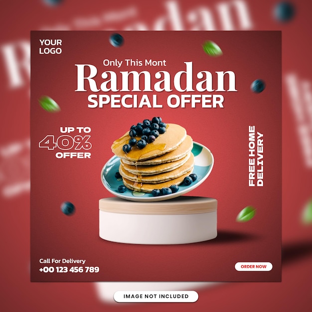 Food social media promotion and instagram banner post design template