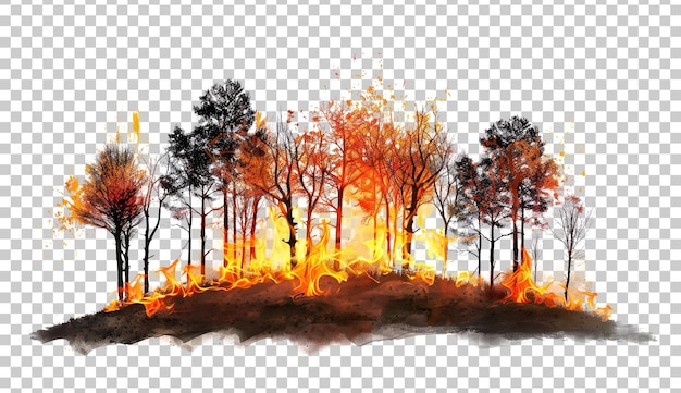 PSD forest on fire isolated on transparent background