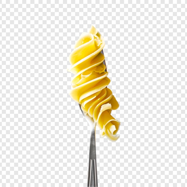 A fork with pasta isolated on transparent background