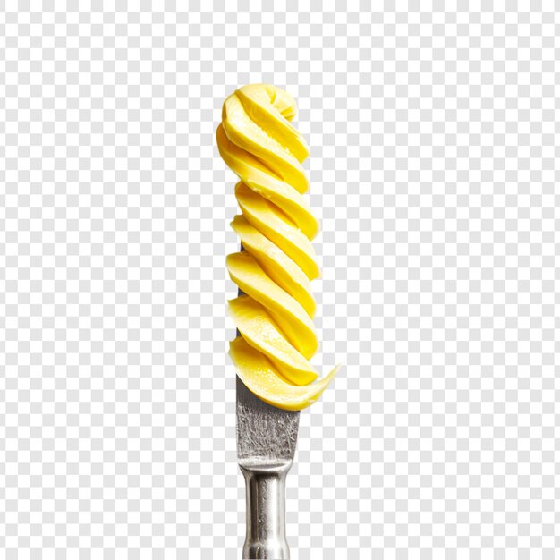 A fork with pasta isolated on transparent background