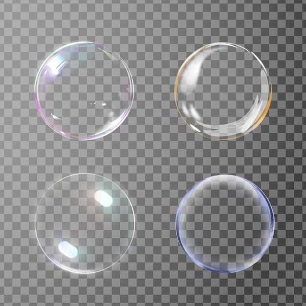 PSD four acidic fluorescent refractive bubble colorful transparent backgrounds