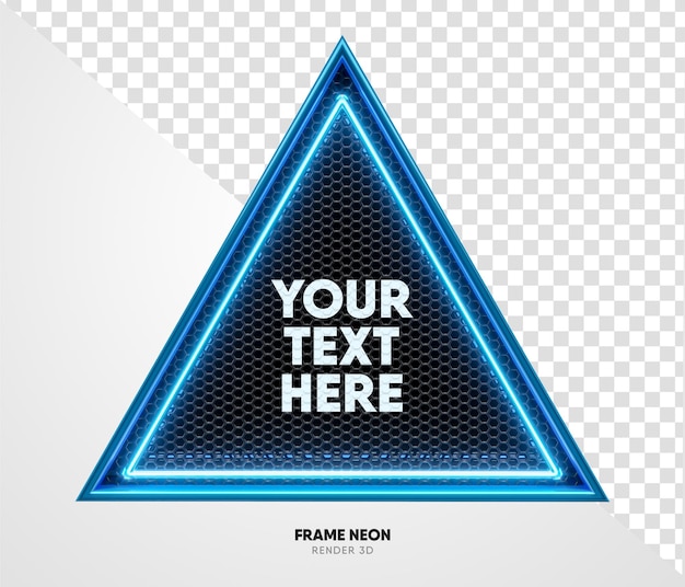 Frame blue with grid and neon texture in realistic 3d render with transparent background