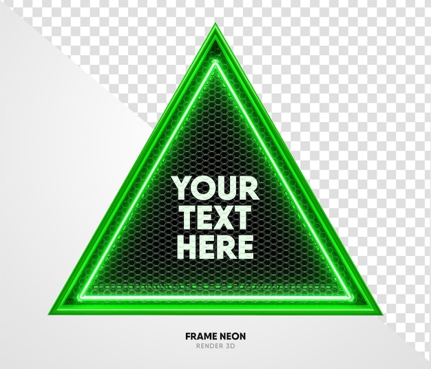 Frame green with grid and neon texture in realistic 3d render with transparent background