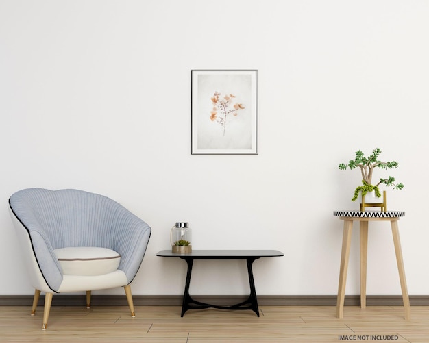 PSD frame mockup in living room interior