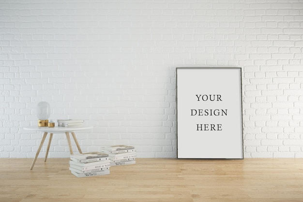 Frame poster mockup with room interior