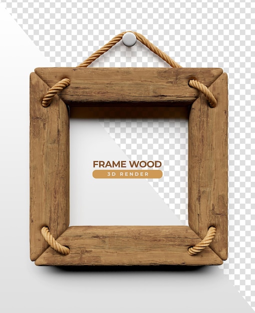 Frame with wood and rope in 3d realistic render