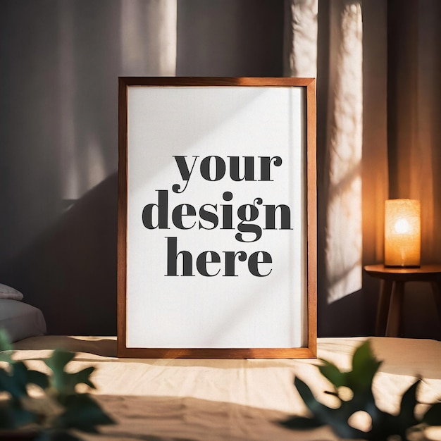 PSD france poster mockup psd framed artwork showcase art print frame template interior render realistic