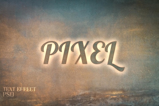 PSD free psd old grunge retro wall text effect pixel