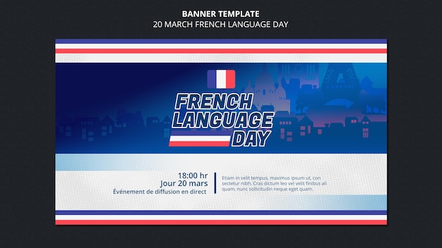 PSD french language day banner template