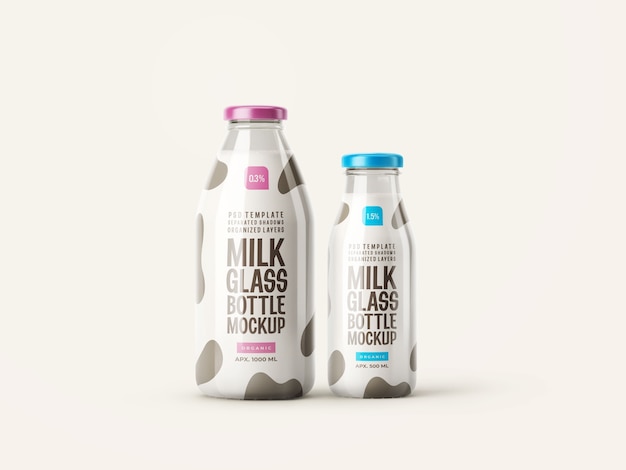 Fresh Milk Glass Bottle Mockup
