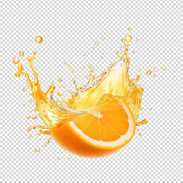 Fresh orange fruit juice isolated on transparent background