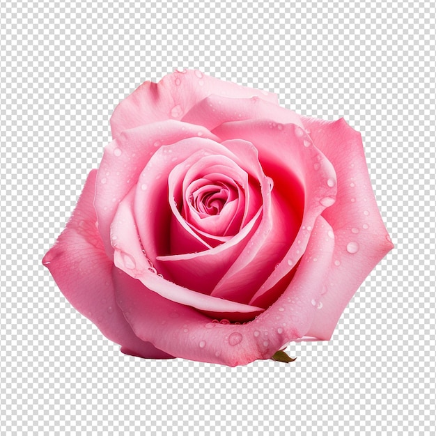 Fresh pink rose isolated on transparent background