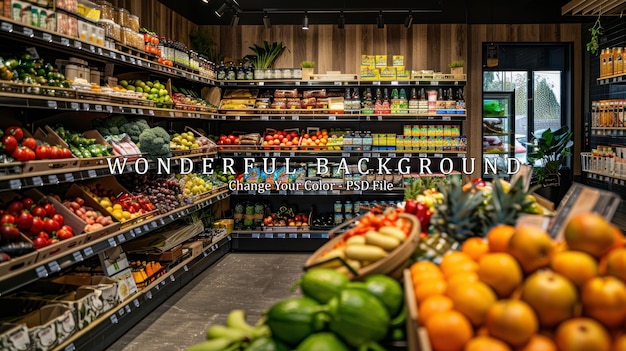 PSD fresh produce aisle in a modern grocery store