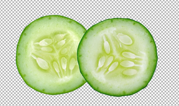 Fresh slice cucumber on alpha layer background