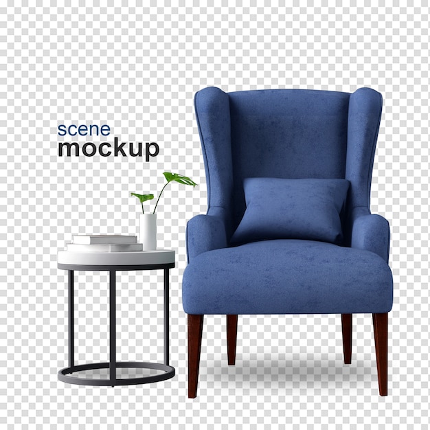 Front view of armchair in 3d rendering