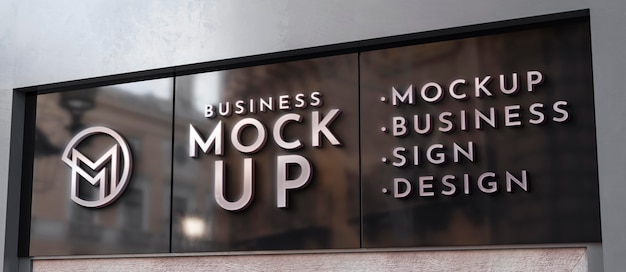 PSD front view of business mockup sign design