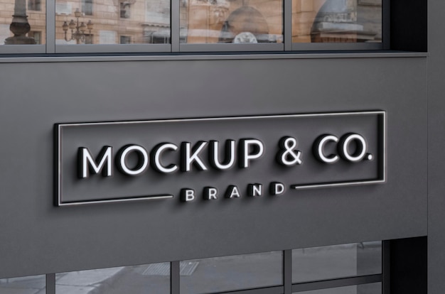 PSD front view of business mockup sign design