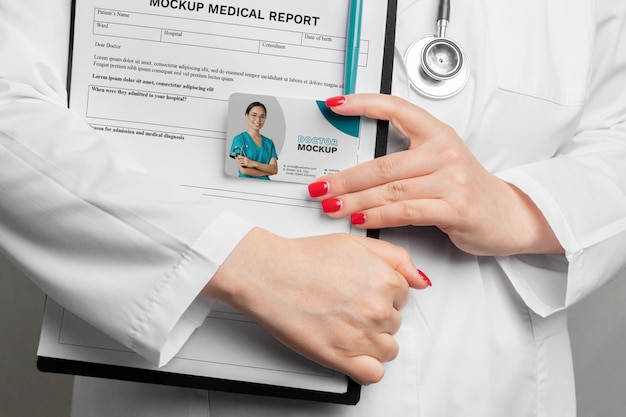 Front view doctor holding document