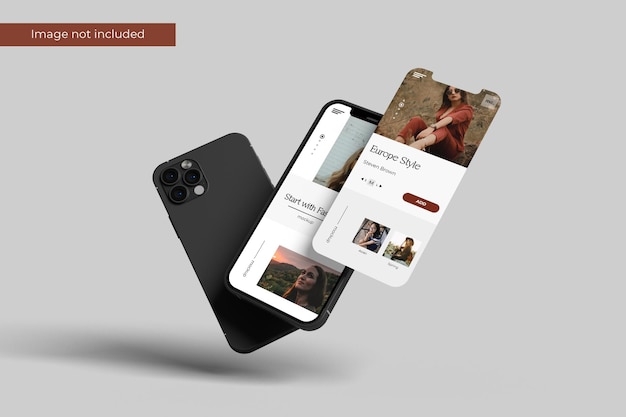 Front View Smartphone and Screen Mockup Design in 3D Rendering