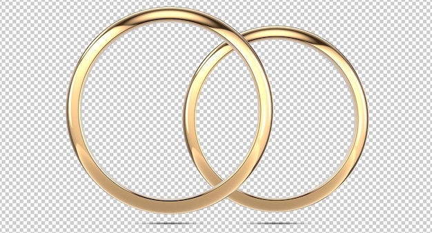 PSD front view of two golden wedding engagement rings