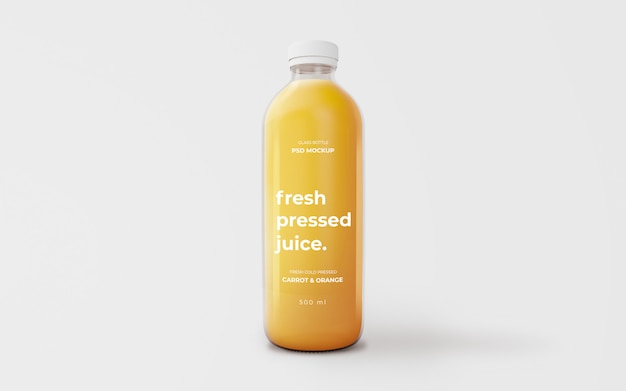 Fully editable Orange juice glass bottle mockup