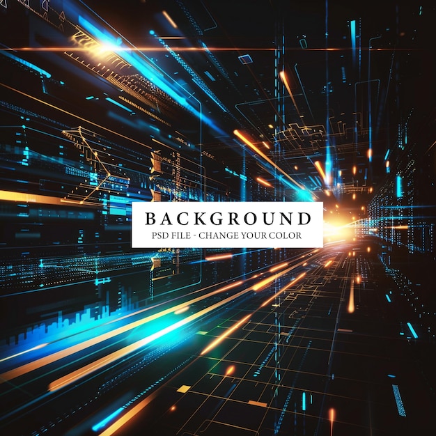 PSD futuristic abstract background with neon light trails