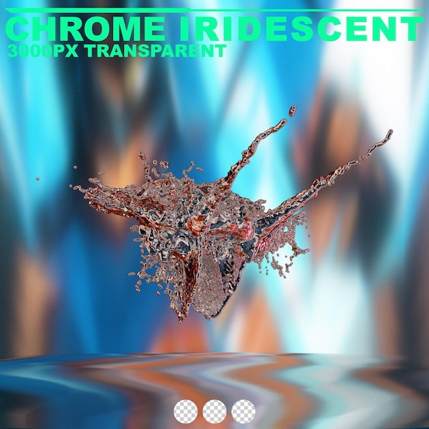 futuristic chrome liquid iridescent Abstract metallic shape 3d render