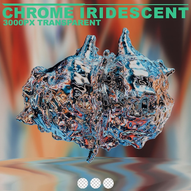 futuristic chrome liquid iridescent Abstract metallic shape 3d render