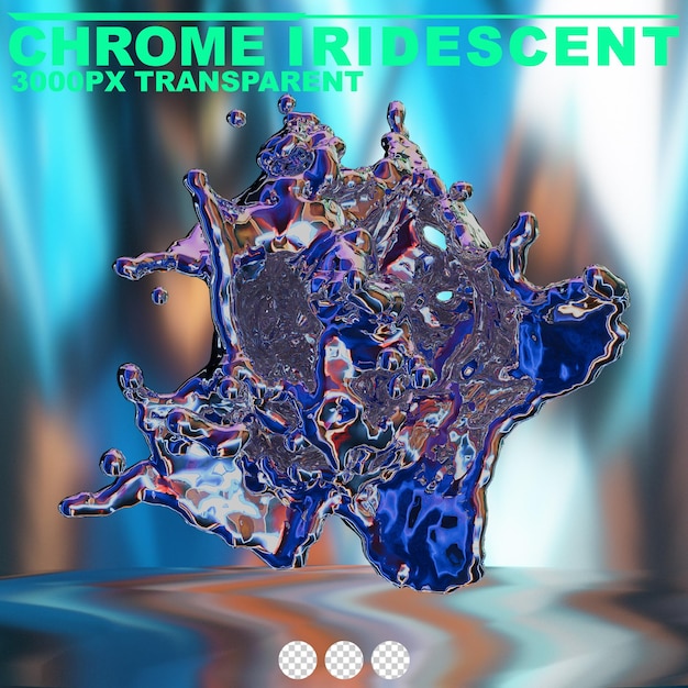 PSD futuristic chrome liquid iridescent abstract metallic shape 3d render