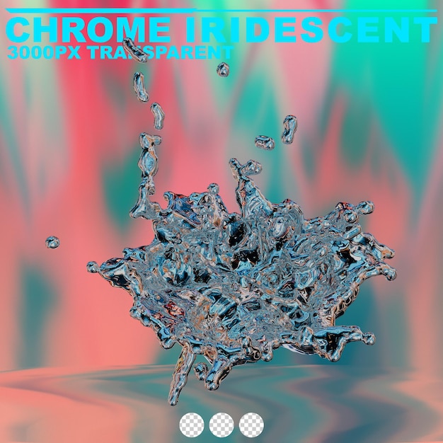 futuristic chrome liquid iridescent Abstract metallic shape 3d render